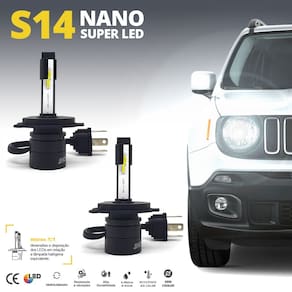 Par Lâmpadas H4 Farol Alto Baixo Fox 2003 2004 2005 2006 2007 2008 2009 Super Led Mini Nano 6000k Sem Adaptar Furar Tampa Shocklight S14