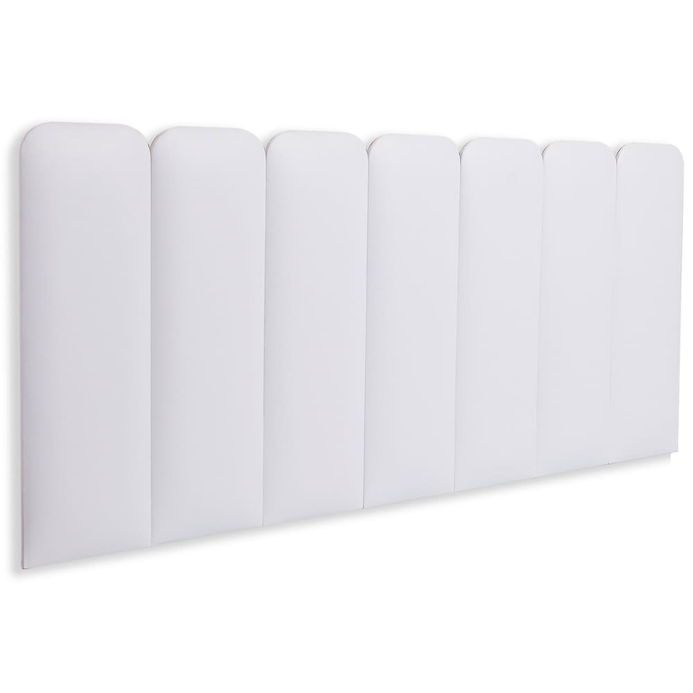 Cabeceira Casal Estofada  Kit 7 Placas  Arredondada - Courino Branco