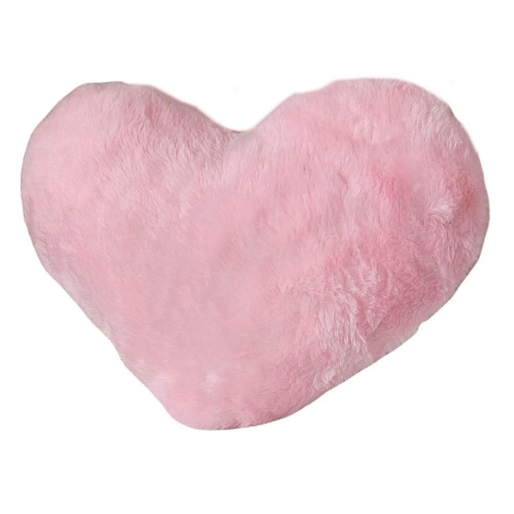 Almofada de coração pelúcia pelo curto rosa bebê