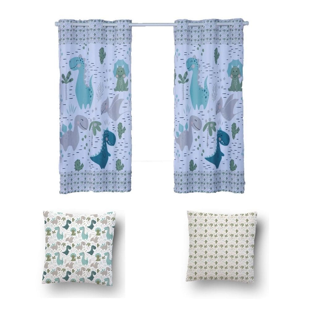 Kit De Cortina De 2 Metros + 2 Almofadas Infantis Kids