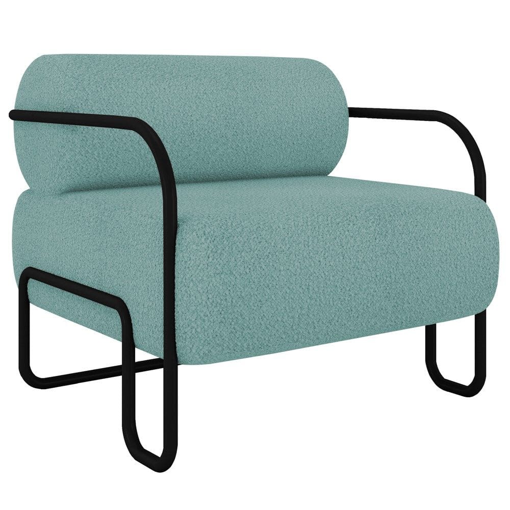 Poltrona Decorativa para Sala Industrial Kira K04 Bouclê Azul - Mpozenato