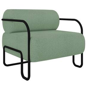 Poltrona Decorativa para Sala Industrial Kira K04 Bouclê Oliva - Mpozenato