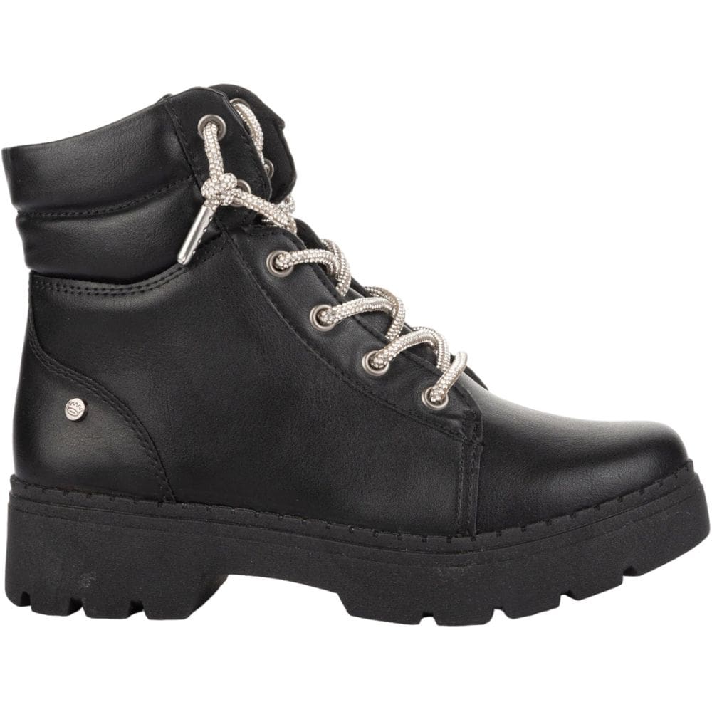 Bota Coturno Infantil Menina Casual Dia a Dia Tratorada Cadarço com Strass Pink Cats V3982