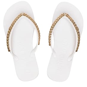 Chinelo Feminino de Dedo Casual Dia a Dia com Aplique de Corrente J-Soft Petite Jolie Pj7122