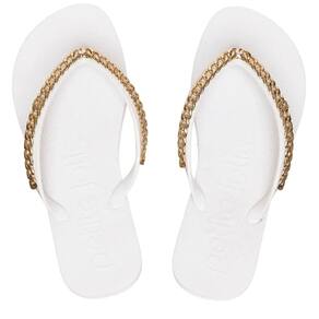 Chinelo Feminino de Dedo Casual Dia a Dia com Aplique de Corrente J-Soft Petite Jolie Pj7122