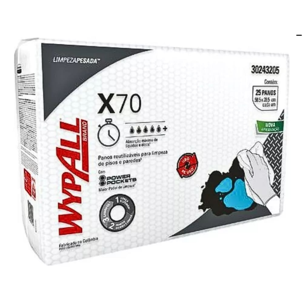 Papel Toalha Pano De Chão Piso Multiuso Limpeza Wypall x70 Com 25 Panos