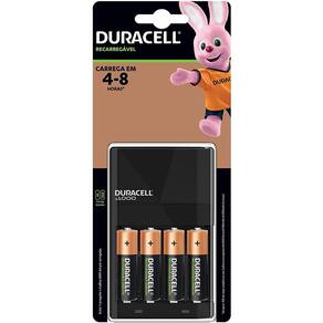 Carregador de pilhas com 4 pilhas aa, duracell