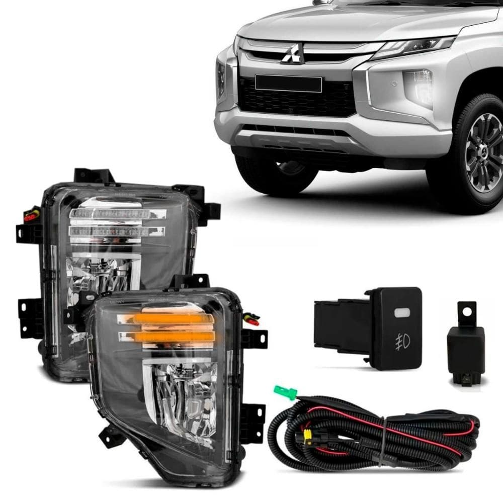 Kit Farol De Milha L200 Triton 2021 2022 Led Drl Com Pisca