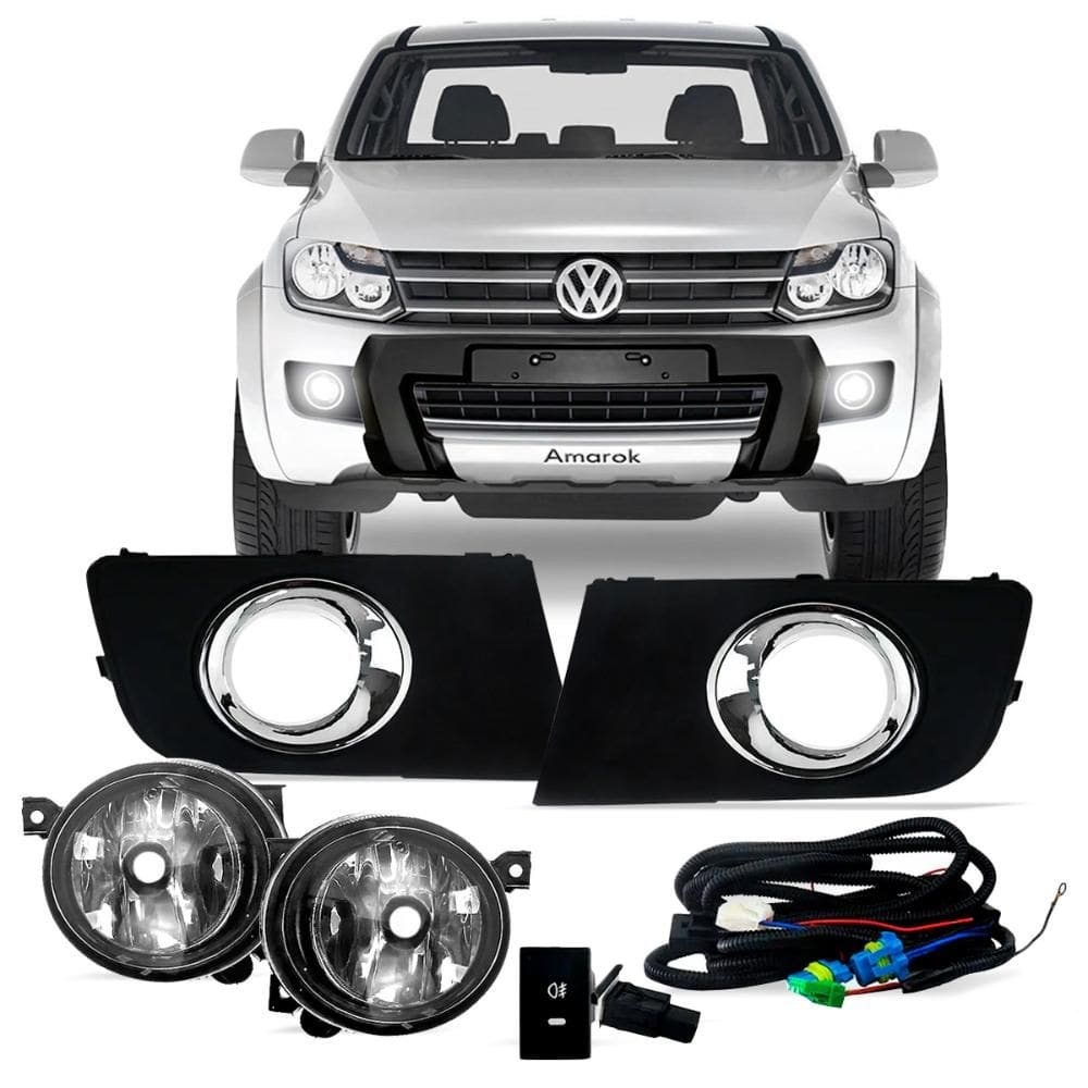 Kit Farol Milha Amarok 2010 a 2014 Auxiliar Neblina Botão