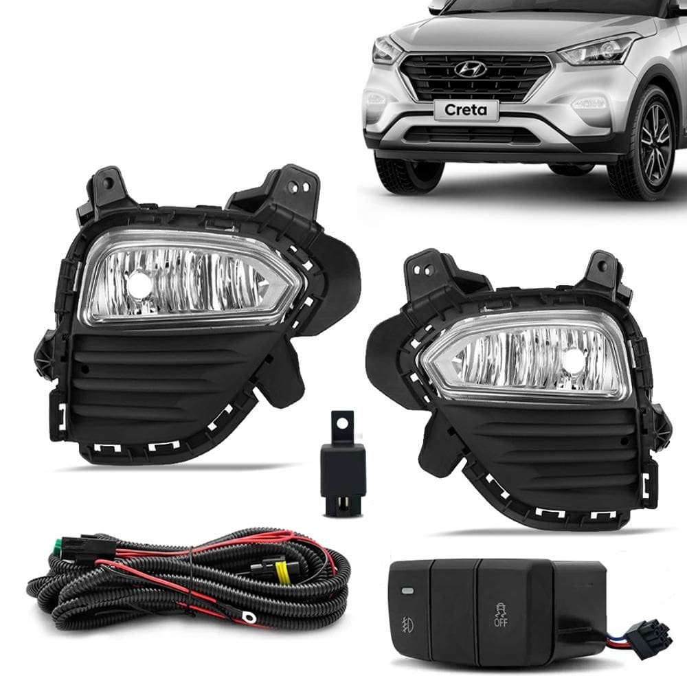 Kit Farol de Milha Creta 2017 a 2019 Botão Modelo Original