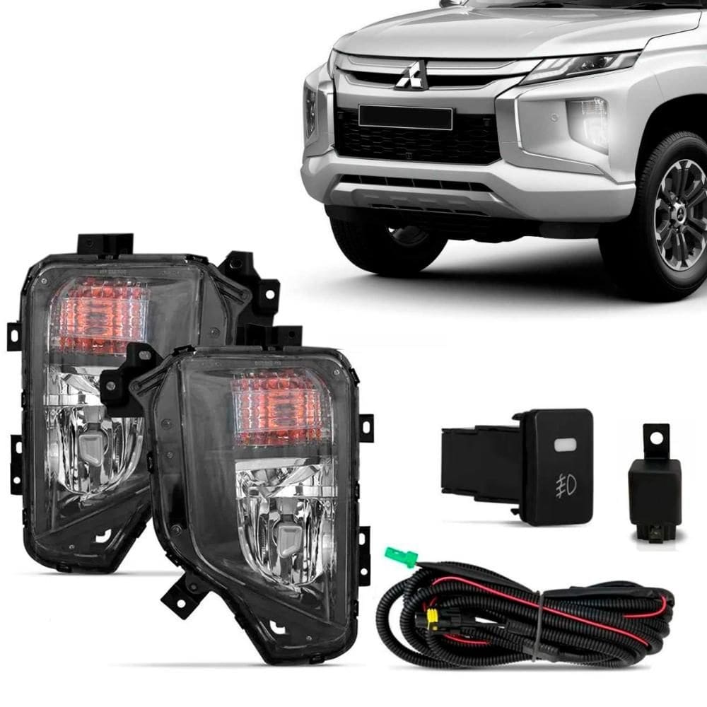 Kit Farol Milha L200 Triton 2020 a 2023 C/ Pisca Botão