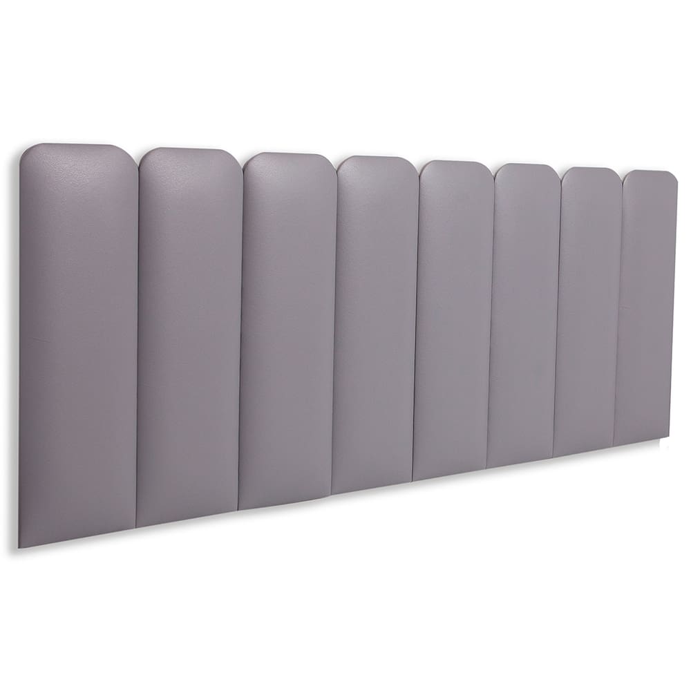 Cabeceira Queen Estofada  Kit 8 Placas  Arredondada - Courino Cinza