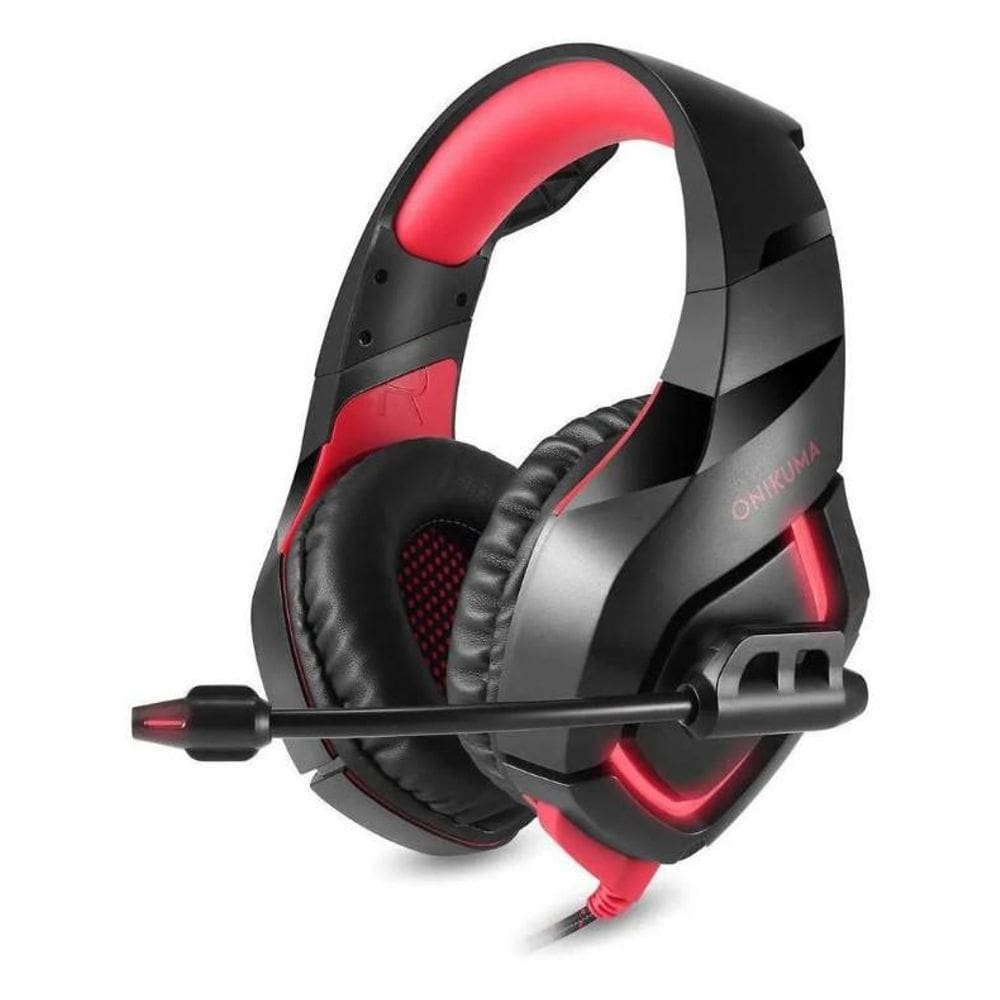 Fone gamer headset onikuma pc xbox ps4 k1-b preto e vermelho