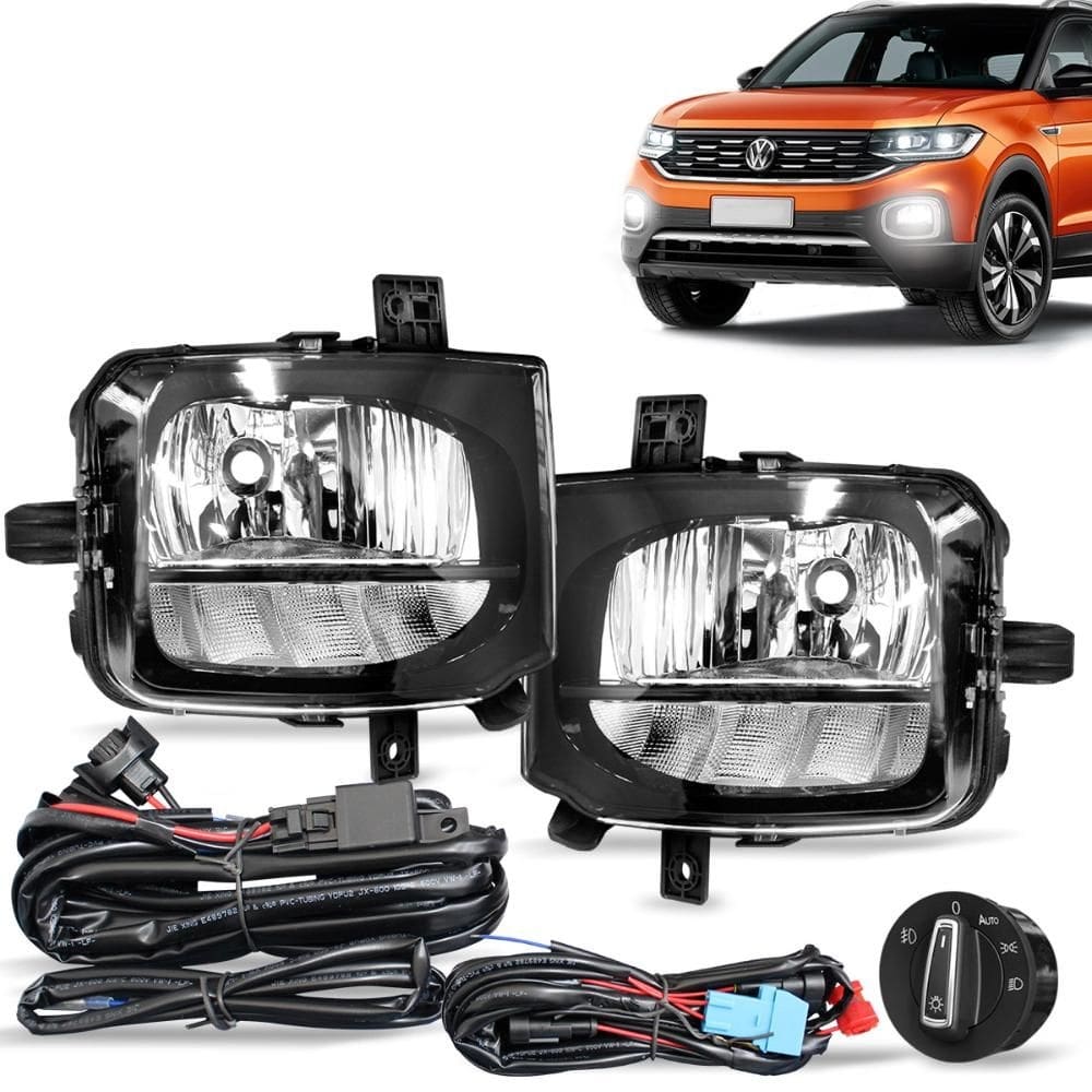 Kit Farol Milha T-Cross 2019 a 2022 Drl Função Seta Botão