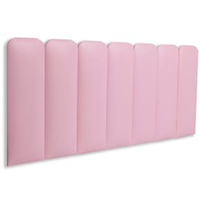 Cabeceira Casal Estofada Kit 7 Placas Arredondada - Courino Rosa