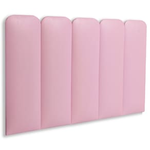 Cabeceira Solteiro Estofada Kit 5 Placas Arredondada - Courino Rosa