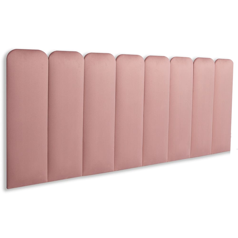 Cabeceira Queen Estofada  Kit 8 Placas  Arredondada - Veludo Nude