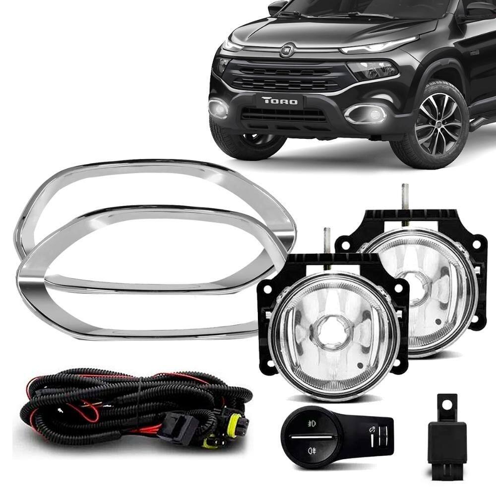 Kit Farol Milha Fiat Toro 2016 2021 Auxiliar Neblina Botão