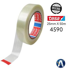 Fita filamentosa poliéster transparente 25mm x 50mts tesa