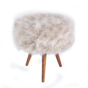 Puff Para Sala,Pelo Alto,Pelúcia, Off White Bege Nude