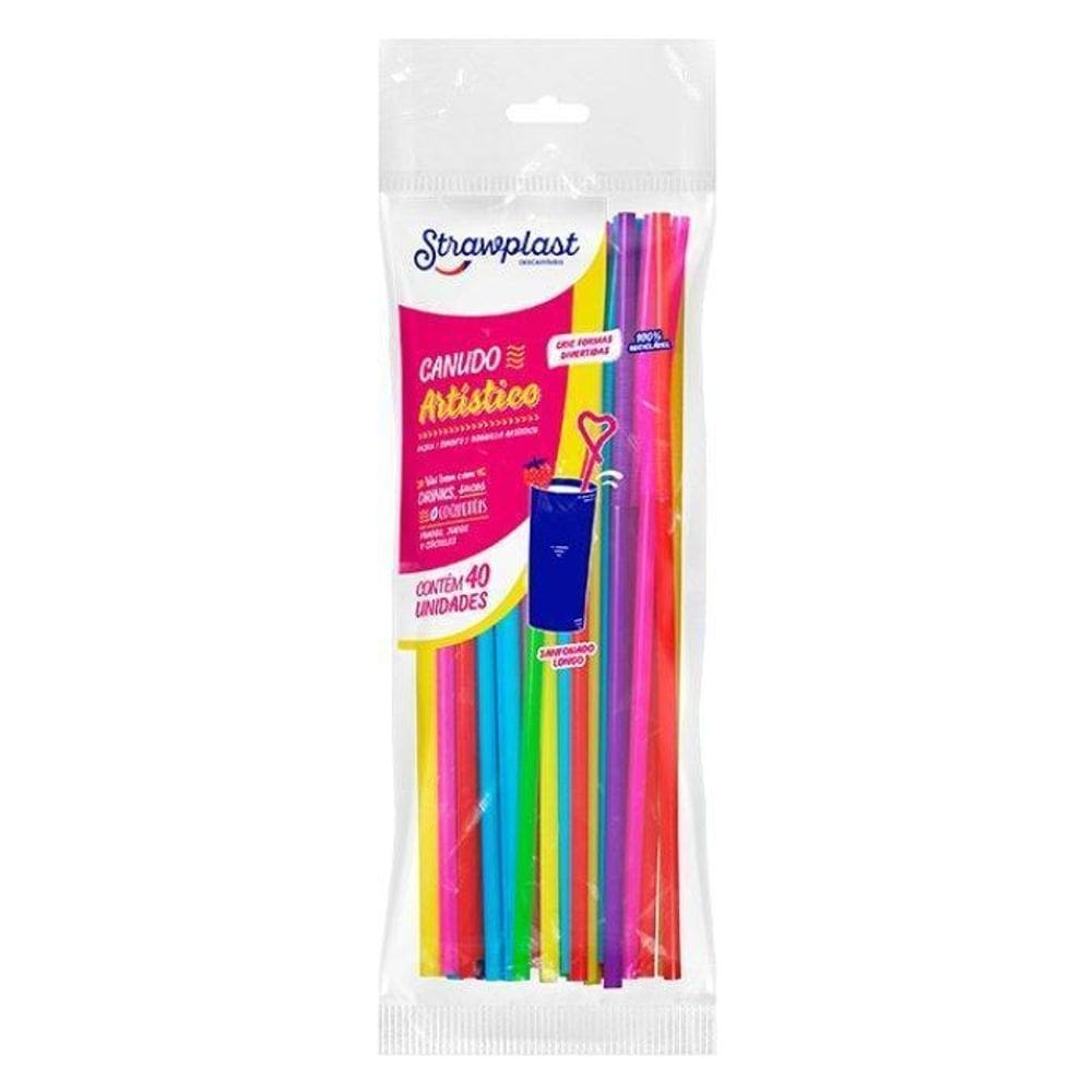 400 canudo decorativo artístico strawplast para drinks