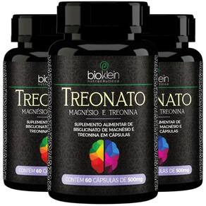 Kit 3x treonato magnésio + treonina 60 cápsulas - bioklein