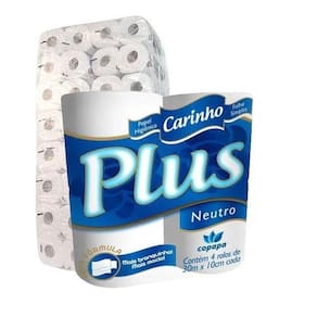 Papel higiênico carinho plus folha simples 30m 64 rolos
