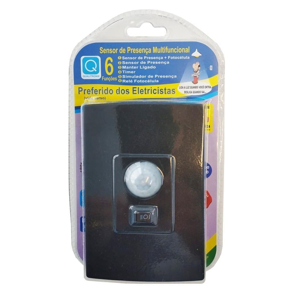 Sensor de presença embutir com tecla qi6m preto