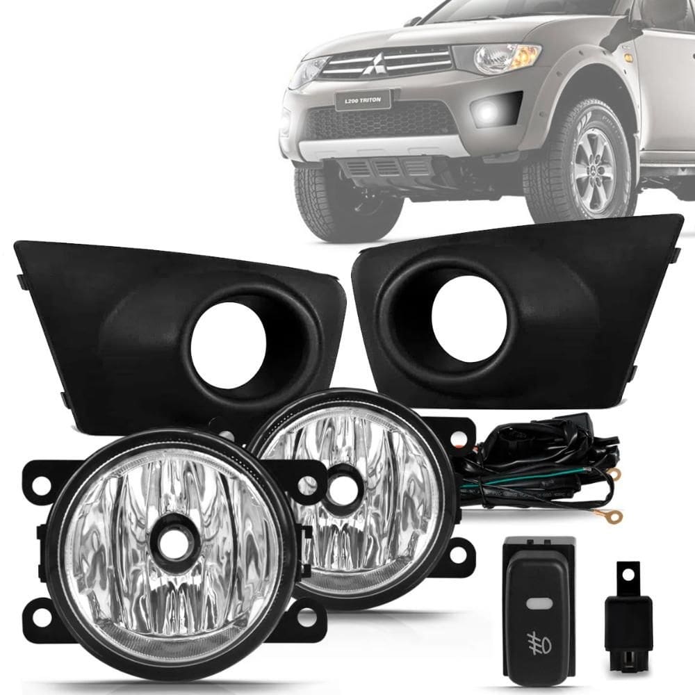 Kit Farol Milha L200 Triton 2011 2013 Auxiliar Neblina Botão