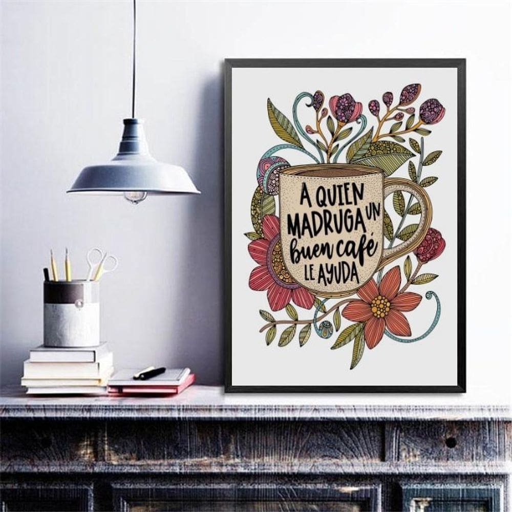 Quadro Café Com Flores - Buen Café 45X34Cm