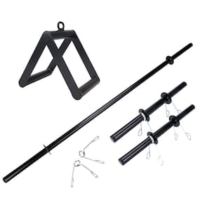Kit academia barras presilhas puxador triângulo anilhas trei