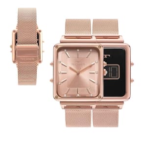 Relogio feminino technos quadrado curvas rose 9t33ak/1j