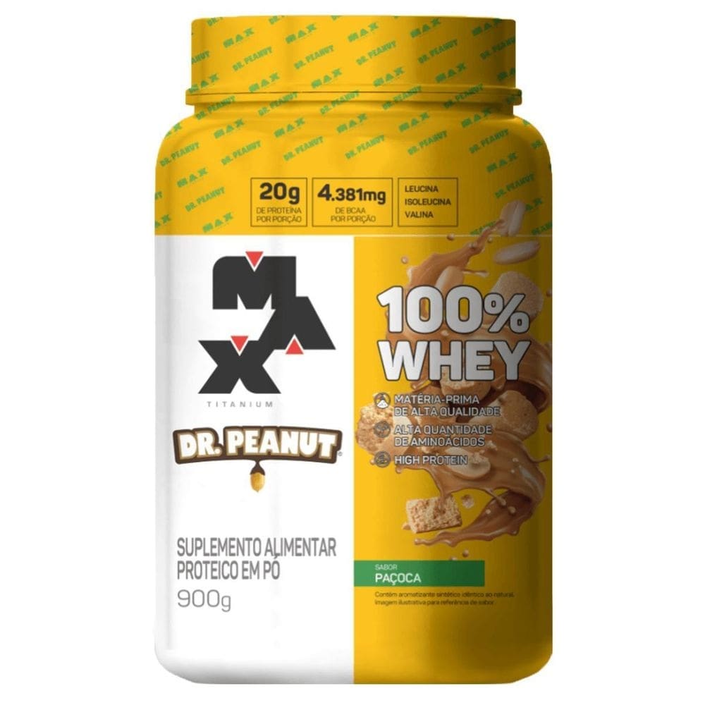 Whey protein 100% dr. peanut pote 900g sabor paçoca max