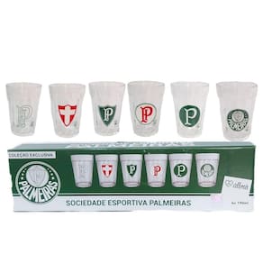 Jogo 6 copos americanos  verdão 190ml oficial