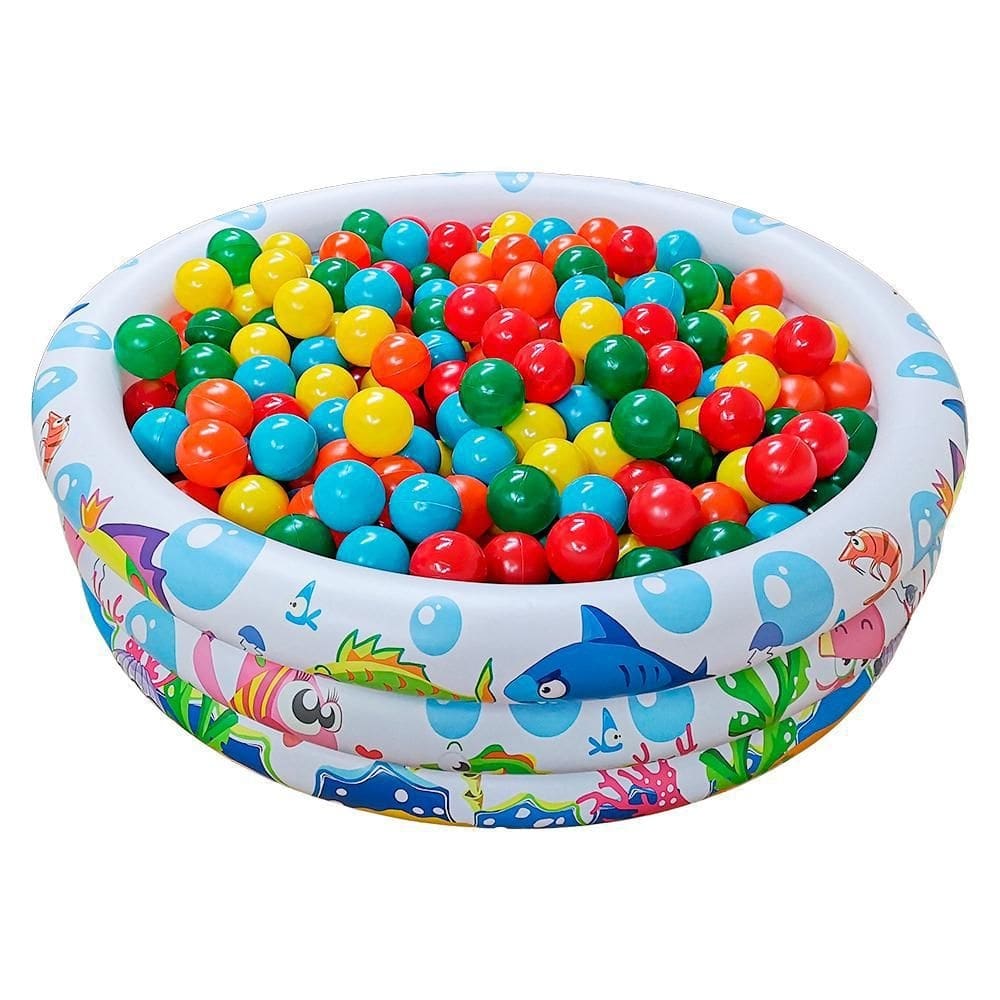 Piscina infantil inflável 180 litros colorida + 50 bolinhas