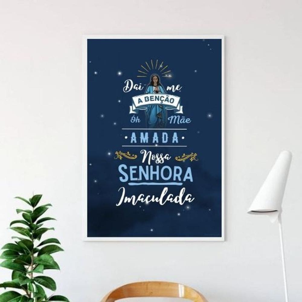 Quadro Nossa Senhora Imaculada - Benção 33X24Cm - Com Vidro