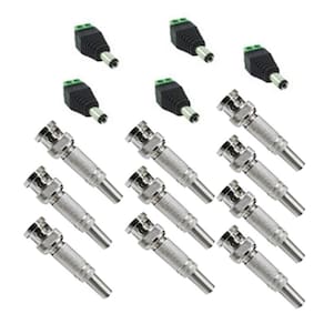 Kit 10 conector bnc e 5 p4 macho para câmera cctv instalação