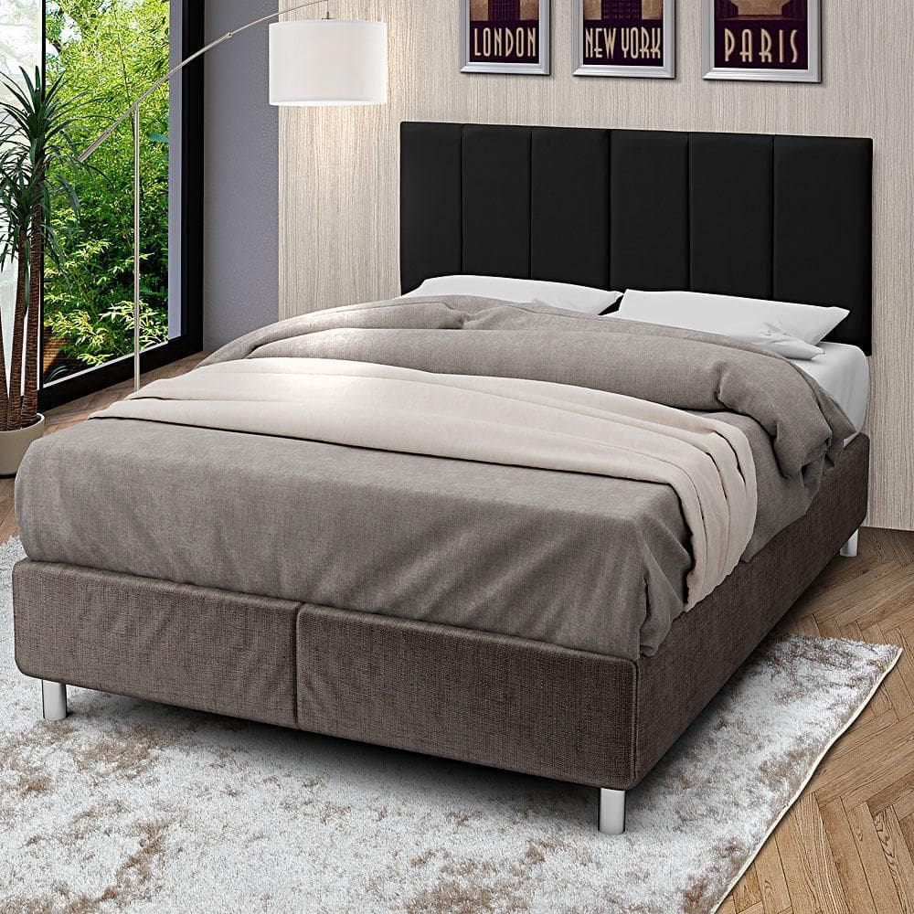 Cabeceira casal laura 1.40 almofadada sued preto- decor