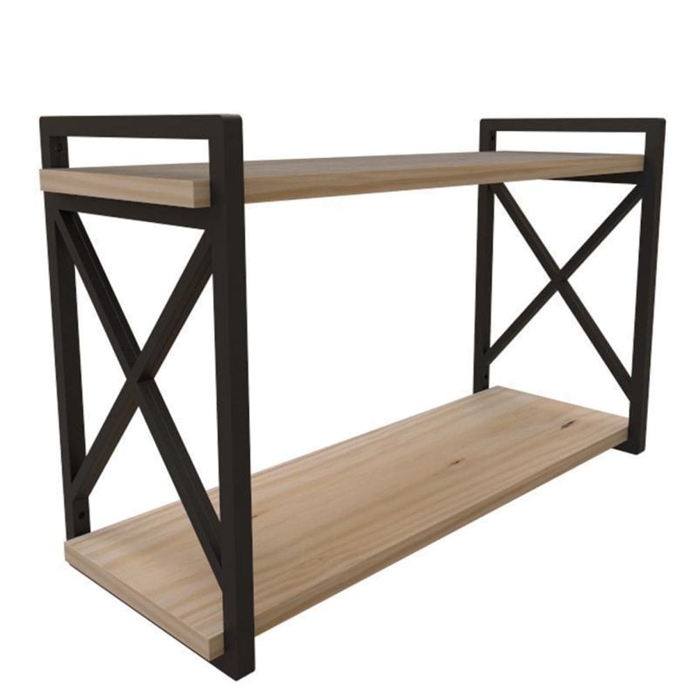 Estante suspensa estilo industrial 20x60cm madeira maciça