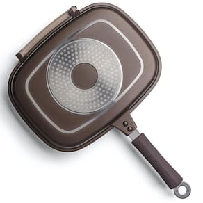Panela grill frigideiras duplo indução ceramico 3,2l belga