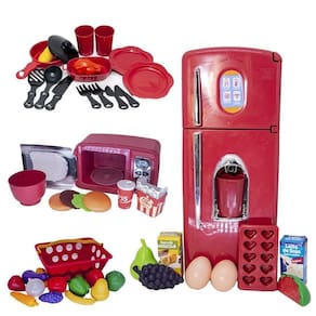 Kit cozinha infantil mercado geladeira microondas louça 41pç