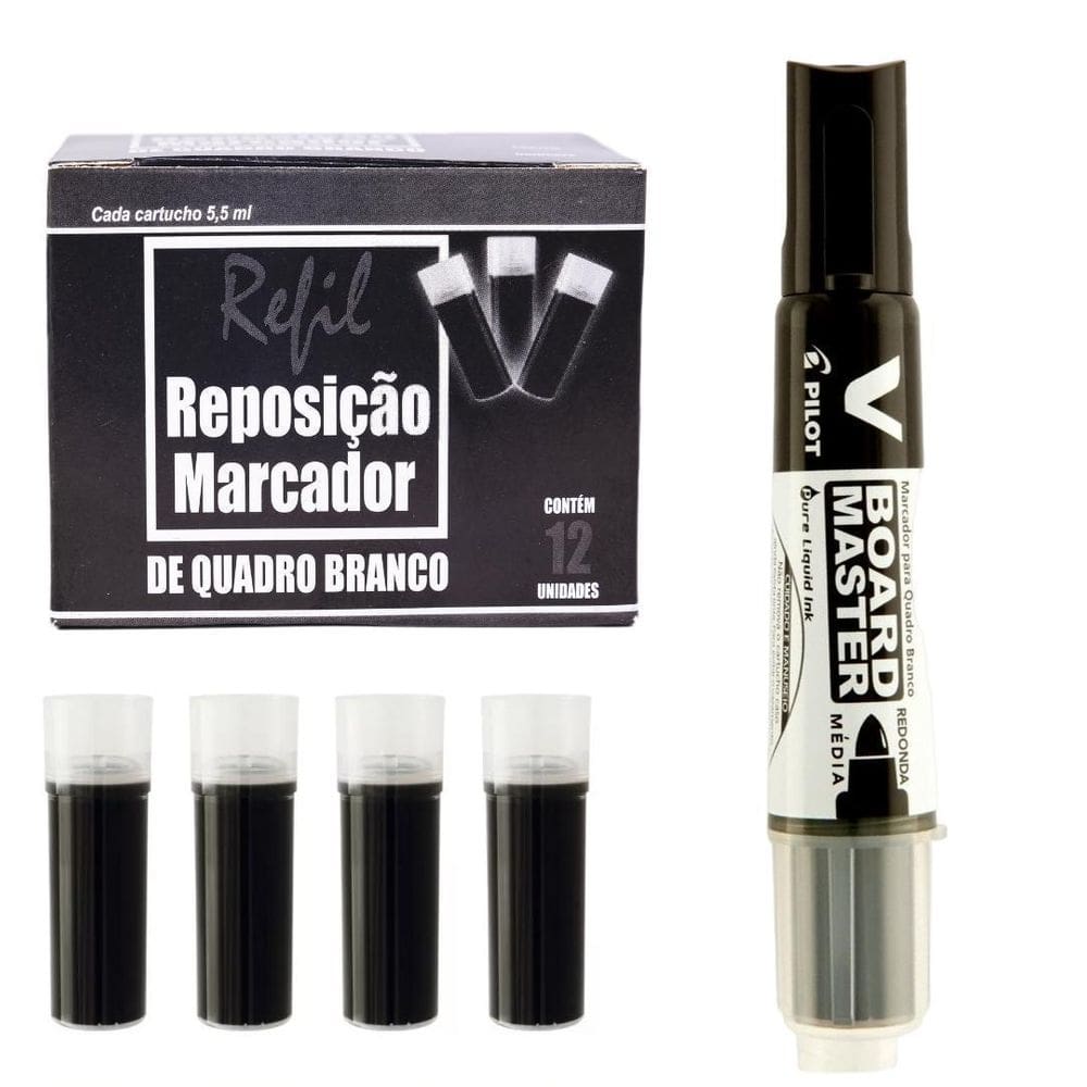 Pincel marcador de quadro branco pilot + 12 cargas