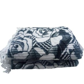Colcha chenille canelada com franja 2,20x2,40m cinza jolitex