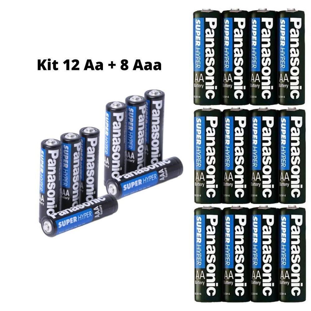 Kit pilha panasonic aaa 8 un + aa 12 un comum zinco