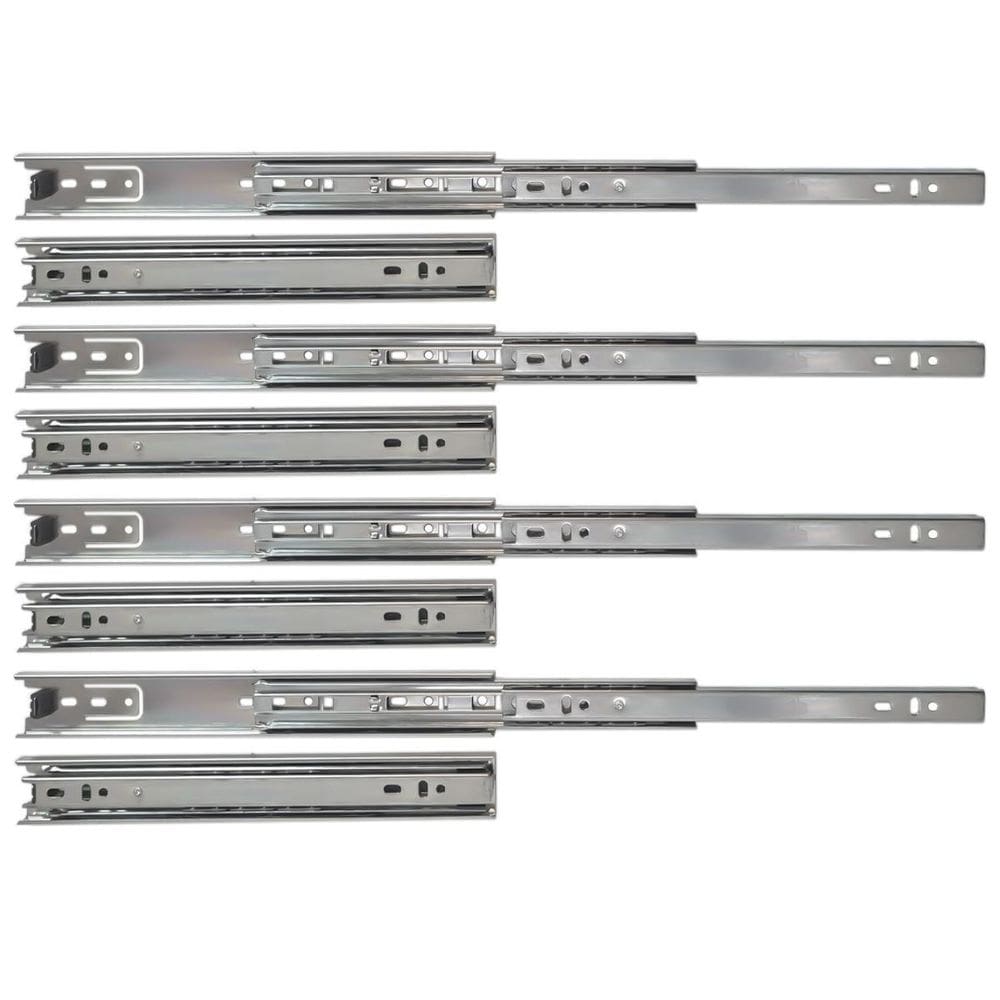 Kit 8 corrediças telescópicas 25cm 25kg para gaveta 4 pares