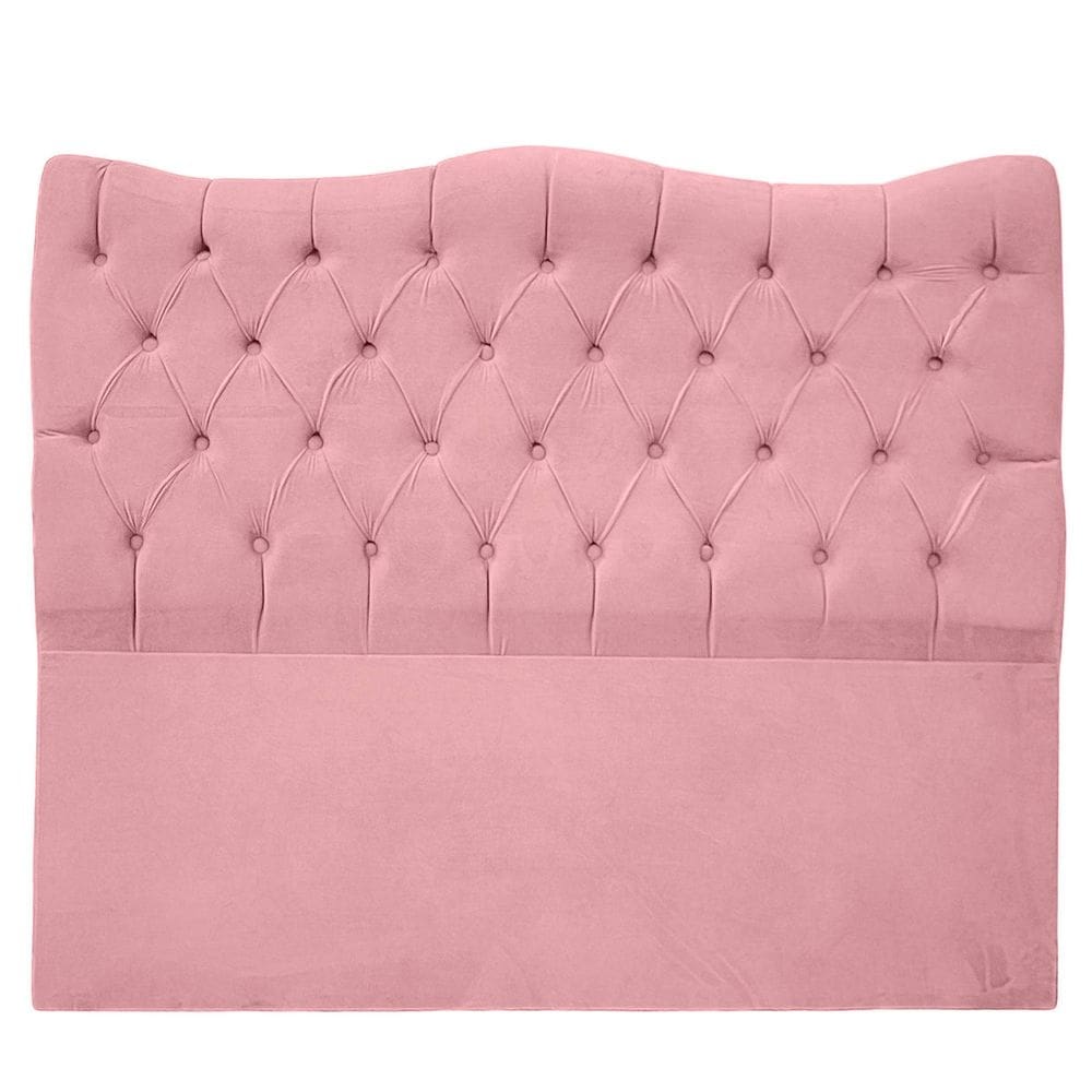 Cabeceira Casal 140cm Dunas Veludo Rosa Bebê - Montanaris Decor