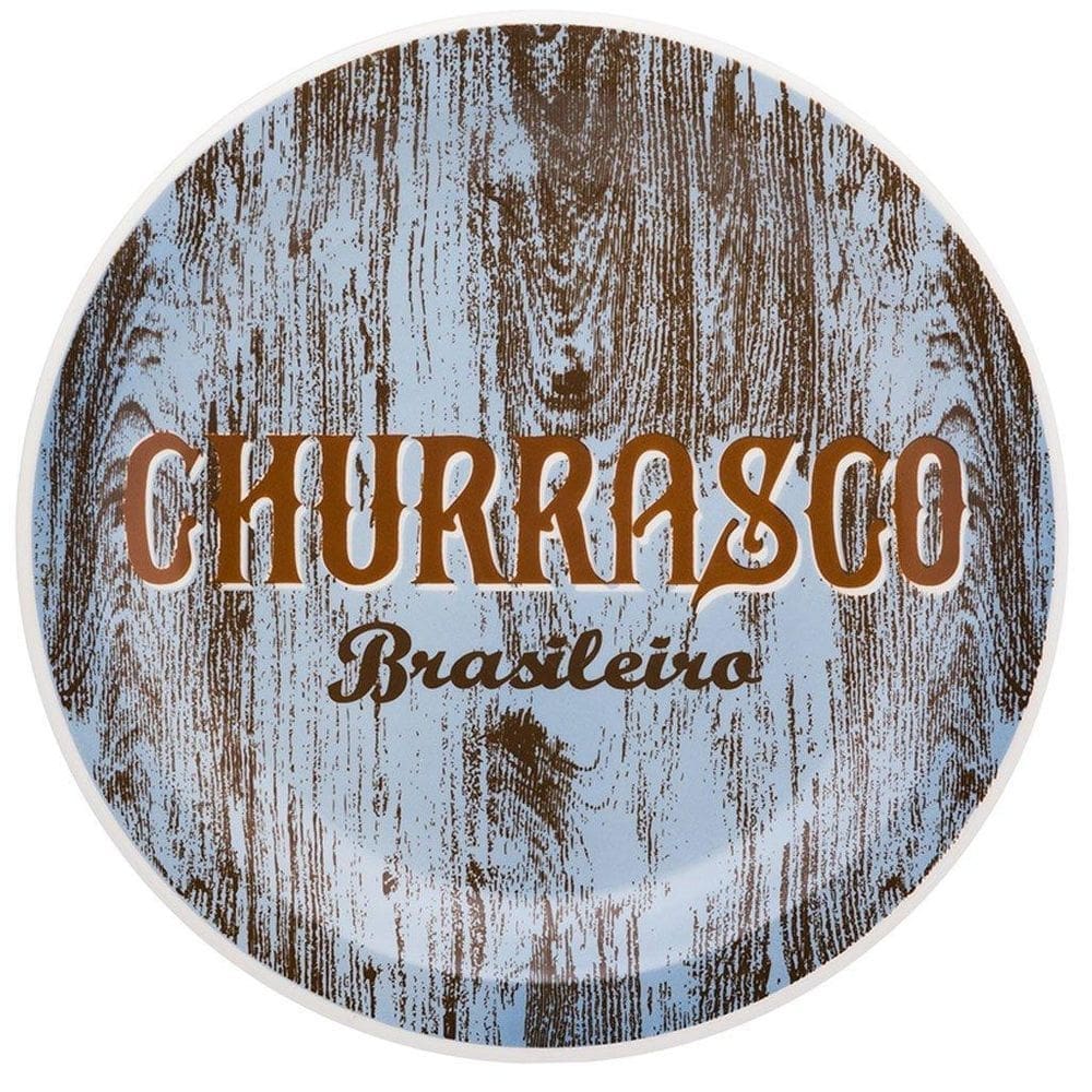 Kit 6 pratos rasos churrasco azul blue oxford cerâmica 26cm
