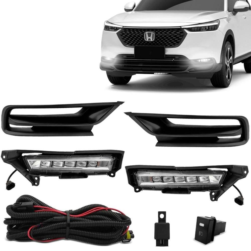 Kit Farol de Milha HRV 2022 a 2024 LED Botão Modelo Original Moldura Preto