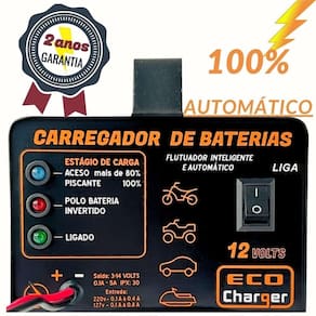 Carregador bateria 12v 5a auto inteligente flutuador