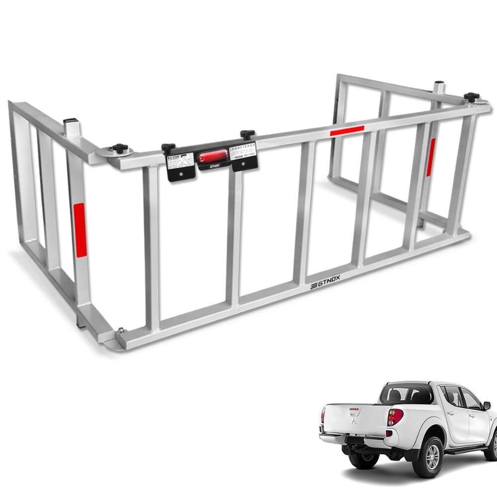Extensor de Caçamba L200 Triton 2008 a 2018 Rampa Prata Reforçado 350kg Gtnox